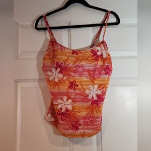Christina Colorful Floral Tankini Top Lightly Padded Size 14D